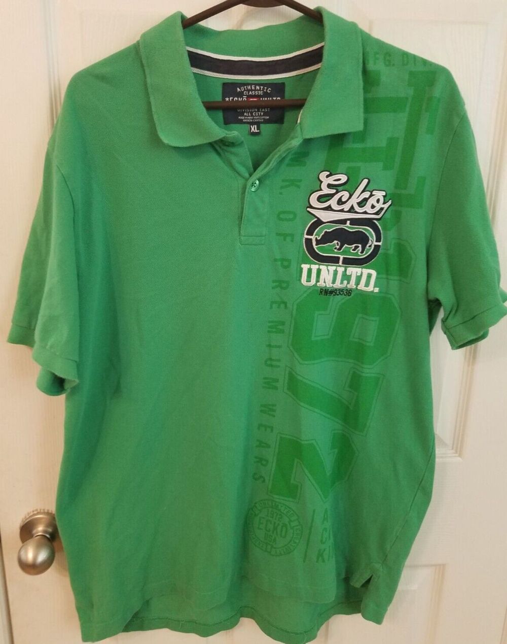Mens Ecko Polo Shirt Rhino Green Size XL